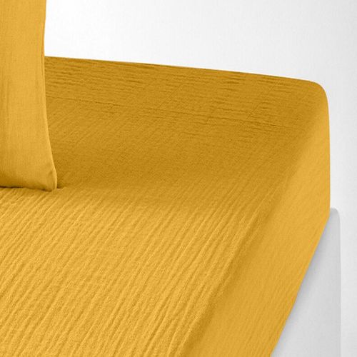 Drap Housse 140x190 Cm Gaze De Coton Safran