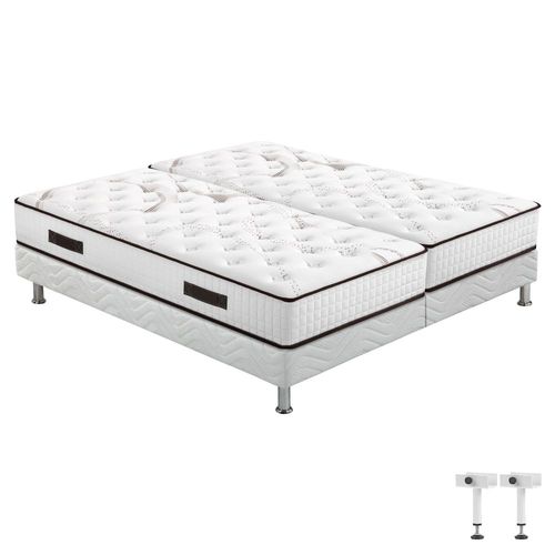 Matelas + Sommier Tapissier 2x90x200 Latex - Louxor - Soutien Ferme - Made In France