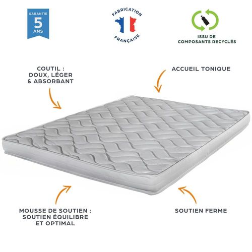 Matelas Melissa + Sommier Tapissier Omega - 2x80x190 - Mousse - Hauteur 13 Cm