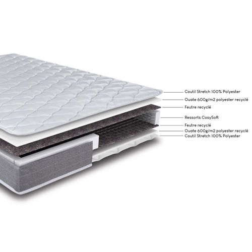 Matelas Ryad + Sommier Tapissier Omega - 120x190 - Ressorts - Hauteur 21 Cm
