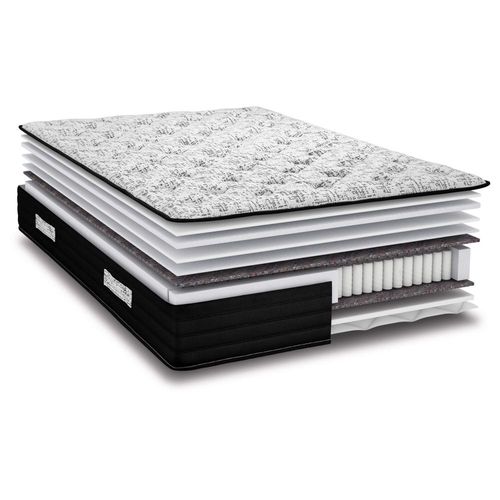 Matelas Black + Sommier Sr15 - 160x200 - Ressorts - Hauteur 26 Cm - Très Ferme