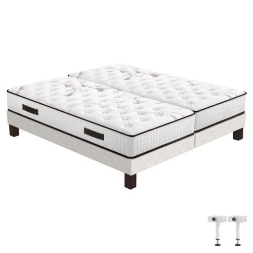 Matelas Myriade 4 + Sommier Sr15 - 2x90x190 - Mousse - Hauteur 23 Cm - Soutien Medium