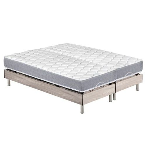 Ensemble Relaxation S73+matelas Mousse Wave - 5 Zones - 2x80x200 - Chêne Clair