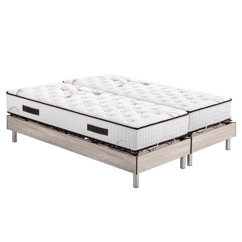 Ensemble Relaxation S73+matelas Latex Louxor - 3 Zones - 2x80x200 - Chêne Clair