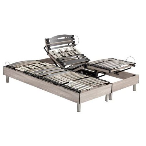 Ensemble Relaxation S73+matelas Mousse Myriade 4 - 5 Zones - 2x80x200 - Chêne Clair