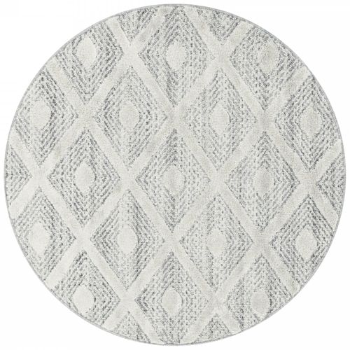 Melia - Tapis Berbère Rond à Relief - Crème 200 X 200 Cm