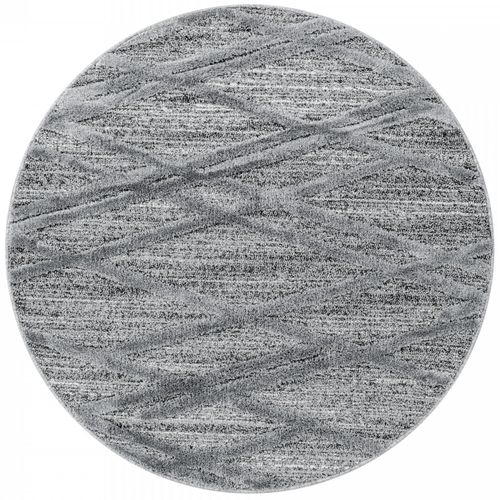 Asima - Tapis Berbère Rond à Relief - Gris 160 X 160 Cm