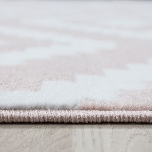 Scandinave Tapis Nordic à Losanges - Rose Et Blanc 200 X 290 Cm