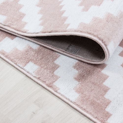 Scandinave Tapis Nordic à Losanges - Rose Et Blanc 200 X 290 Cm