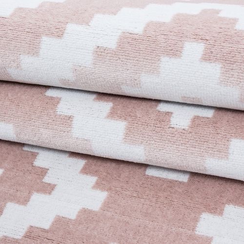 Scandinave Tapis Nordic à Losanges - Rose Et Blanc 200 X 290 Cm