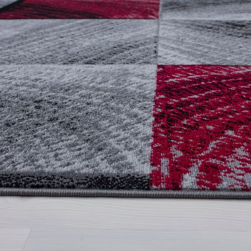 Carreaux - Tapis à Motifs Carreaux En Damier - Rouge Et Gris 200 X 290 Cm
