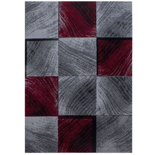 Carreaux - Tapis à Motifs Carreaux En Damier - Rouge Et Gris 200 X 290 Cm