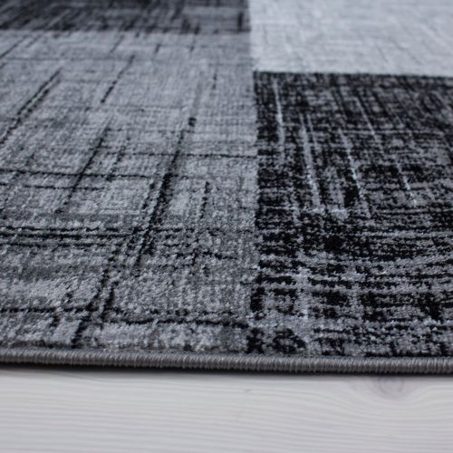 Geo - Tapis Géométrique à Carreaux - Anthracite Et Gris 200 X 290 Cm