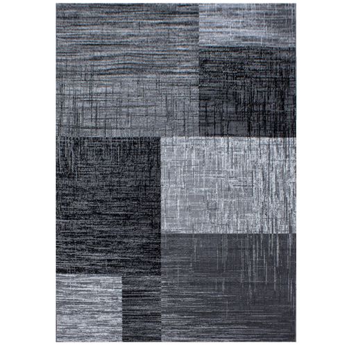 Geo - Tapis Géométrique à Carreaux - Anthracite Et Gris 200 X 290 Cm