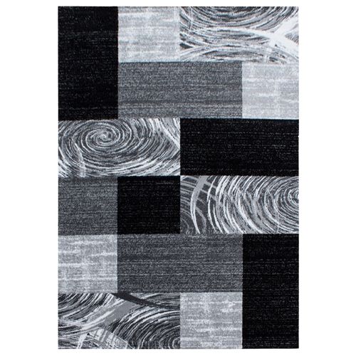 Monica - Tapis Effet Patchwork De Matières - Noir Et Gris 160 X 230 Cm