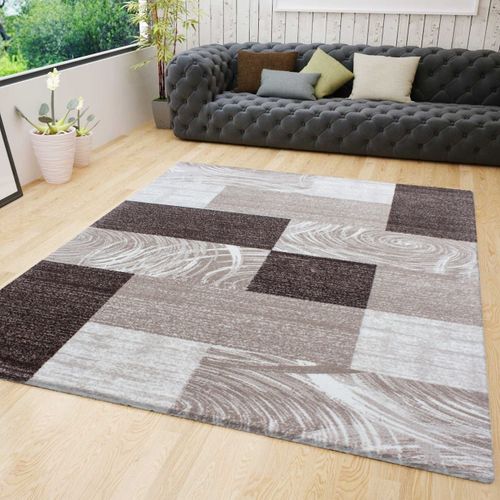 Monica - Tapis Effet Patchwork De Matières - Marron Et Beige 120 X 170 Cm