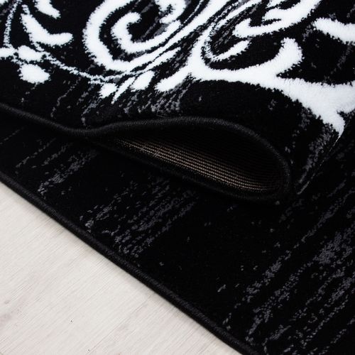 Roi - Tapis à Motifs Baroques - Noir Et Blanc 200 X 290 Cm
