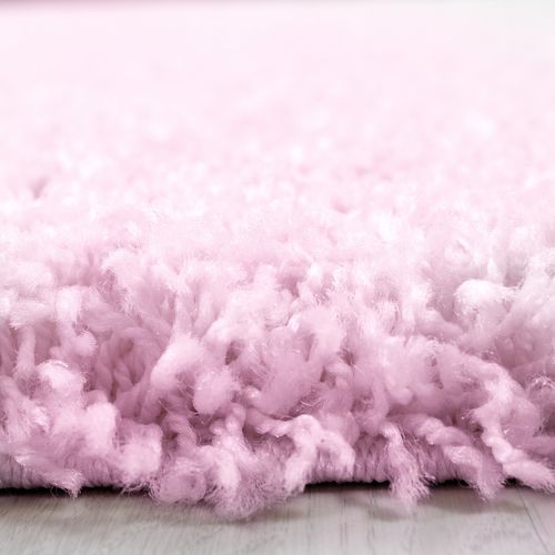 Shaggy - Tapis Uni Rond - Rose 080 X 080 Cm