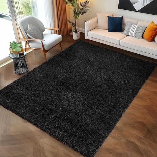 Shaggy - Tapis Uni à Poils Longs - Anthracite 080 X 250 Cm