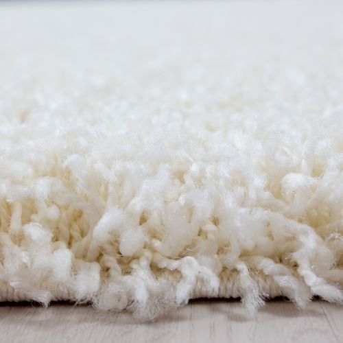 Shaggy - Tapis Uni à Poils Longs - Blanc Ivoire 060 X 110 Cm
