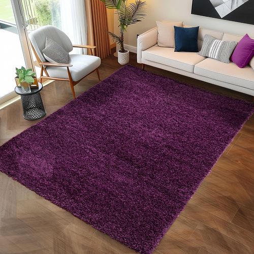 Shaggy - Tapis Uni à Poils Longs - Violet 300 X 400 Cm