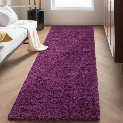 Shaggy - Tapis Uni à Poils Longs - Violet 300 X 400 Cm