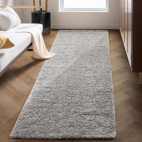 Shaggy - Tapis Uni à Poils Longs - Gris Clair 200 X 290 Cm