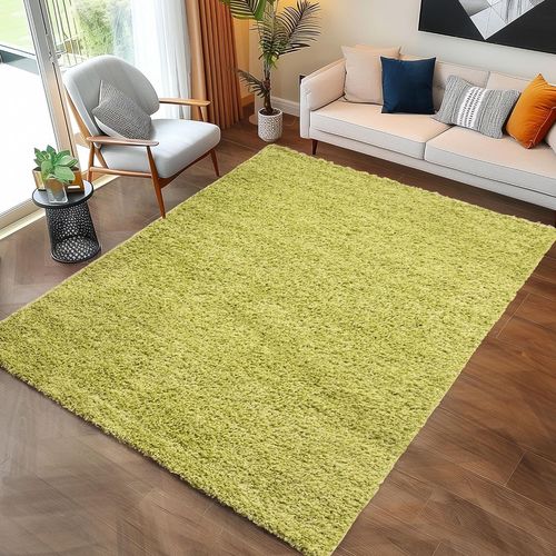 Shaggy - Tapis Uni à Poils Longs - Vert 200 X 290 Cm