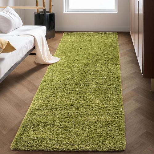 Shaggy - Tapis Uni à Poils Longs - Vert 200 X 290 Cm