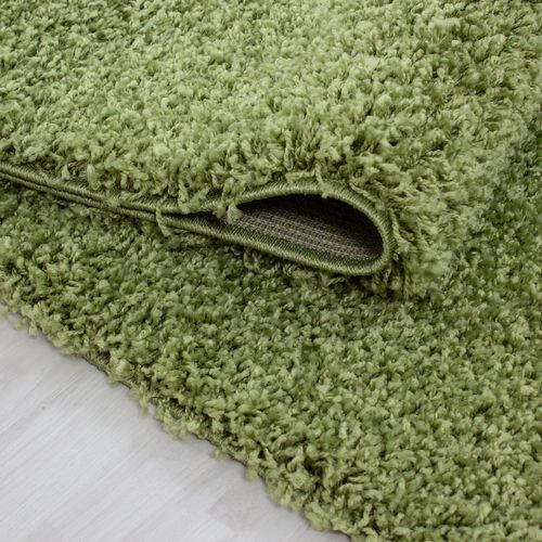 Shaggy - Tapis Uni Rond - Vert 200 X 200 Cm