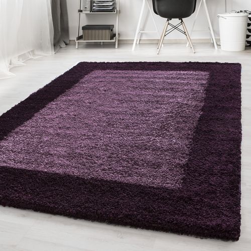 Shaggy - Tapis à Bordures - Violet 120 X 170 Cm