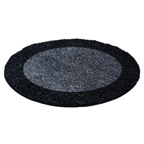 Shaggy - Tapis à Bordures Rond - Gris Foncé 120 X 120 Cm