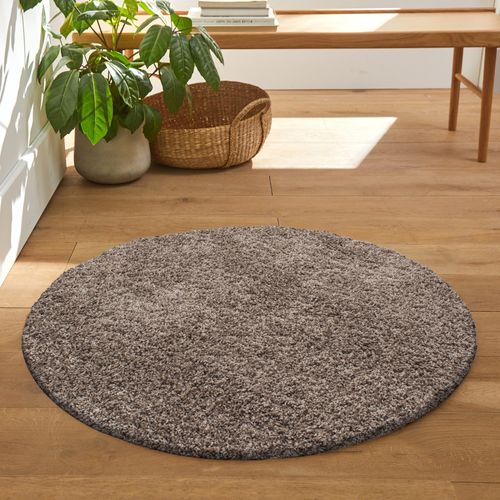 Shaggy - Tapis Uni Rond - Café 120 X 120 Cm