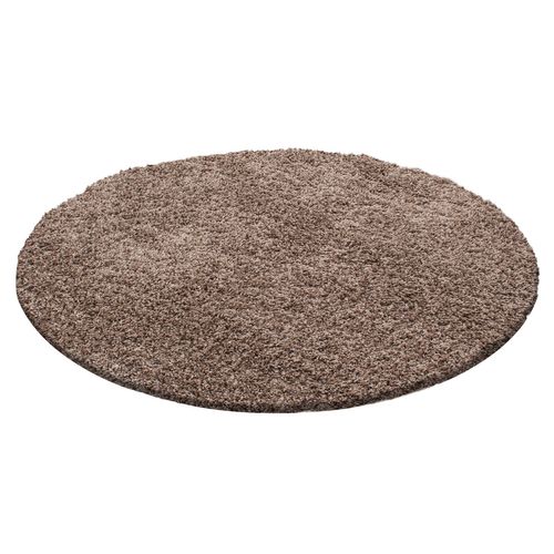 Shaggy - Tapis Uni Rond - Café 120 X 120 Cm