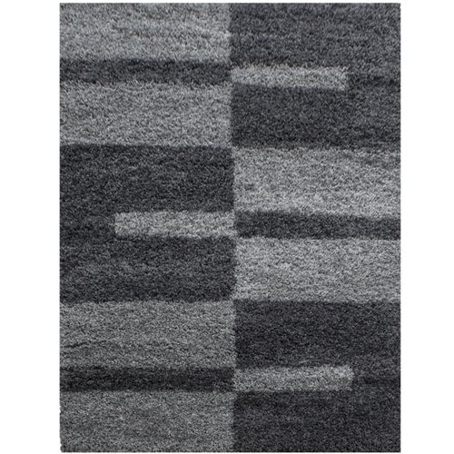 Roma - Tapis Shaggy à Motifs Traits - Gris Et Anthracite 200 X 290 Cm