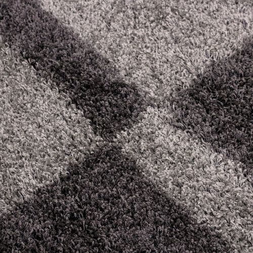 Roma - Tapis Shaggy à Motifs Traits - Gris Et Anthracite 200 X 290 Cm
