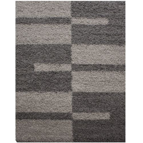 Roma - Tapis Shaggy à Motifs Traits - Taupe Et Beige 140 X 200 Cm