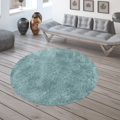 Moelleux - Tapis Cosy Rond à Poils Longs - Bleu Pastel 200 X 200 Cm
