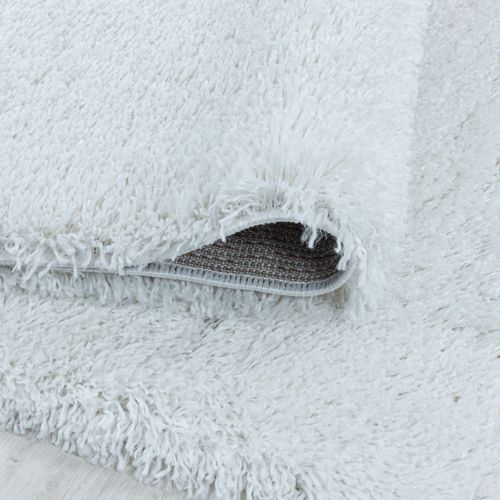 Moelleux - Tapis Cosy Rond à Poils Longs - Blanc 120 X 120 Cm