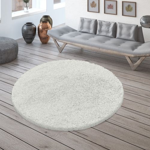 Moelleux - Tapis Cosy Rond à Poils Longs - Blanc 120 X 120 Cm