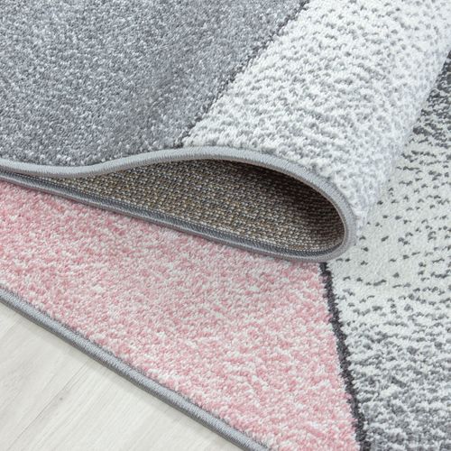 Marbre - Tapis Effet Marbre - Rose Et Gris 200 X 290 Cm