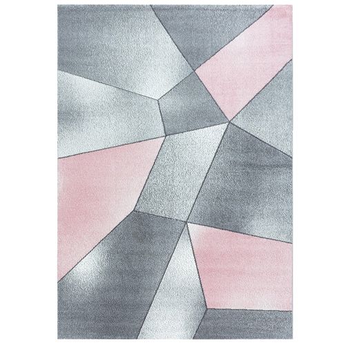 Marbre - Tapis Effet Marbre - Rose Et Gris 160 X 230 Cm