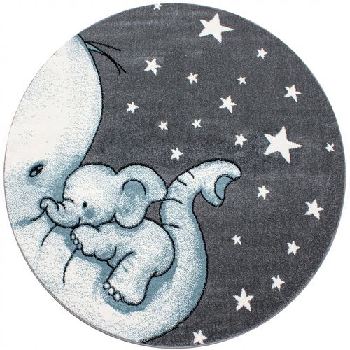 Dumboo - Tapis Enfant Rond - Bleu 160 X 160 Cm