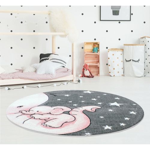 Dumboo - Tapis Enfant Rond - Rose 160 X 160 Cm