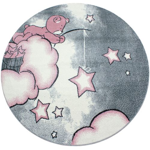 Ourson - Tapis D'enfant Rond - Rose 160 X 160 Cm