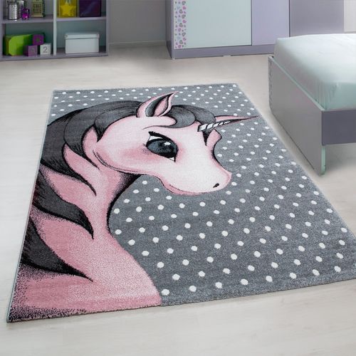 Licorne - Tapis Enfant - Rose 080 X 150 Cm