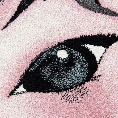 Licorne - Tapis Enfant Rond - Rose 120 X 120 Cm