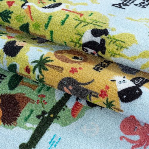 Carte Du Monde - Tapis Enfant Lavable Bleu 100 X 150 Cm