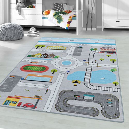 Circuit - Tapis Enfant Lavanle Gris 80 X 120 Cm