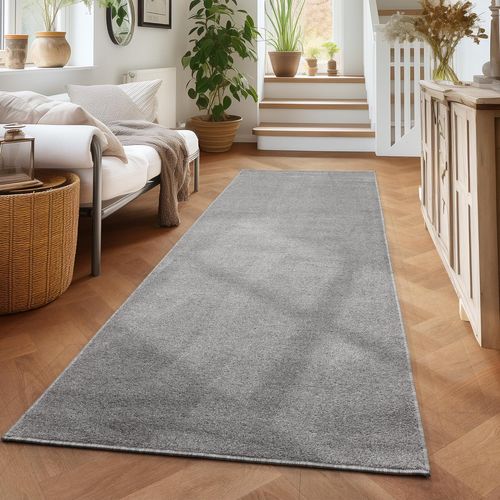 Tapis Uni De Salon Chambre Relax Sobre Et Epuré - Gris Clair 140 X 200 Cm
